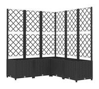 vidaXL Garden Planter with Trellis, Weather- PP Black Rectangular Outdoor Plant Box, Climbing Plants Support, Large Capacity - 120x120x136 cm