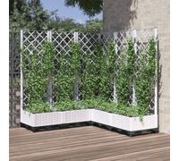 vidaXL Outdoor Garden Planter with Trellis - White Square Polypropylene Plant Support for Climbing Plants, Flowers, Patio/Garden/Terrace Use - 120x120x121.5 cm