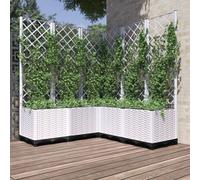 (white, 120 x 120 x 136 cm) vidaXL Garden Planter with Trellis PP Outdoor Raised Bed Flower Pot Planter