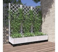 vidaXL Garden Planter with Trellis White 120x40x121.5 cm PP