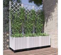 (white, 120 x 40 x 136 cm) vidaXL Garden Planter with Trellis PP Outdoor Raised Bed Flower Pot Planter