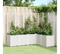 vidaXL Garden Planter with Trellis White 160x120x140 cm PP
