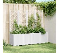 vidaXL Garden Planter with Trellis White 160x40x140 cm PP