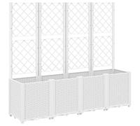 vidaXL Garden Planter with Trellis Outdoor Flower Pot Planter Pot Box White PP