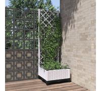 vidaXL Garden Planter with Trellis White 40x40x121.5 cm PP