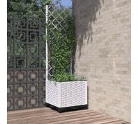 vidaXL Garden Planter with Trellis White 40x40x136 cm PP