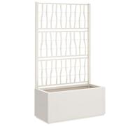 vidaXL Garden Planter with Trellis, Plant Pot for Patio Balcony Terrace, Flower Pot for Flower Herb Plant, Outdoor Planter Box, White PP