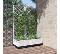 vidaXL Garden Planter with Trellis White 80x40x121.5 cm PP