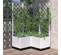 vidaXL Garden Planter with Trellis White 80x80x136 cm PP