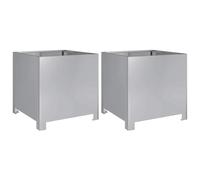 vidaXL Garden Planters 2 pcs, Plant Pot for Patio Balcony Terrace, Flower Pot for Flower Herb Plant, Outdoor Planter Box, Galvanised Steel