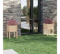 vidaXL Garden Planters 2 pcs 40x40x70 cm Solid Pinewood UK HOT