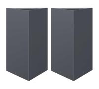vidaXL Garden Planters 2 pcs, Plant Pot for Patio Balcony Terrace, Flower Pot for Flower Herb Plant, Outdoor Planter Box, Anthracite Triangular Steel