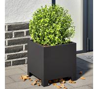 vidaXL Garden Planters Patio Flower Pot Outdoor Planter Box 2 pcs Black Steel