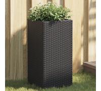 vidaXL Garden Planters Outdoor Flower Pot Planter Pot 2 pcs Black Poly Rattan