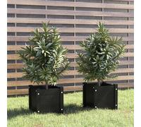 vidaXL Garden Planters 2 pcs Black 31x31x31 cm Solid Pinewood