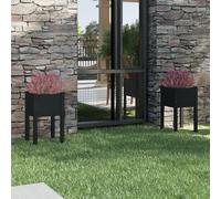 vidaXL Garden Planters 2 pcs Black 40x40x70 cm Solid Pinewood