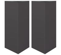 vidaXL Garden Planters 2 pcs, Plant Pot for Patio Balcony Terrace, Flower Pot for Flower Herb Plant, Outdoor Planter Box, Black Triangular Steel
