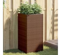 vidaXL Garden Planters Outdoor Flower Pot Planter Pot 2 pcs Brown Poly Rattan