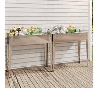vidaXL 2x Garden Planters Grey Galvanised Steel Patio Raised Bed Flower Pot