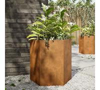 vidaXL Garden Planter Patio Flower Pots - Freestanding Hexagon Corten Steel - 46 x 40 x 45 cm - Set of 2 - Brown - for Flowers, Plants, Herbs, Vegetables
