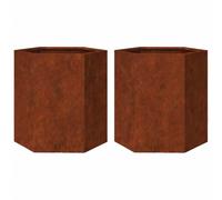vidaXL Garden Planters 2 pcs Hexagon 46x40x45 cm Weathering Steel