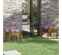 vidaXL Garden Planters 2 pcs Honey Brown 70x70x70 cm Solid Pinewood