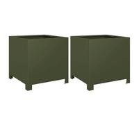Garden Planter Olive Green Steel 40x40x40 cm Deep Raised Plant Box for Patio DIY