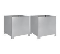 vidaXL Garden Planters - 2 pcs Outdoor Flower Pots - Square - Galvanised Steel - 40 x 40 x 40 cm - Rust-Resistant - Versatile for Garden/Patio/Balcony