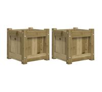 vidaXL Garden Planters - 2 pcs Patio Flower Pots - Sturdy Impregnated Pinewood - Weather Resistant Decor for Garden/Patio/Balcony