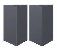 vidaXL Garden Planters 2 pcs, Plant Pot for Patio Balcony Terrace, Flower Pot for Flower Herb Plant, Outdoor Planter Box, Anthracite Triangular Steel