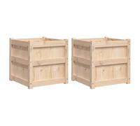 vidaXL Solid Wood Pine Garden Planters - Set of 2, Outdoor Patio Decorative Flower/Plant Pot, Size: 50x50x50cm, Brown