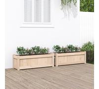 vidaXL Garden Planters - 2 pcs Solid Pine Wood Flower Box for Vegetables/Flowers - Brown, 90x31x31 cm