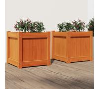 vidaXL Garden Planters 2pc Wax Brown Solid Wood Pine, Brown