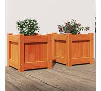 vidaXL Garden Planters 2 pcs Wax Brown Solid Wood Pine