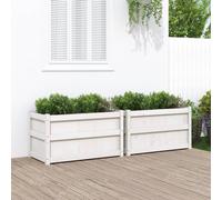 vidaXL Garden Planters 2 pcs White Solid Wood Pine