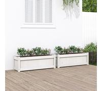 vidaXL Garden Planters 2 pcs White Solid Wood Pine