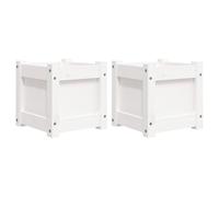 vidaXL Garden Planters 2 pcs White Solid Wood Pine