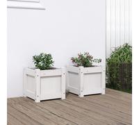vidaXL Garden Planters 2 pcs White Solid Wood Pine
