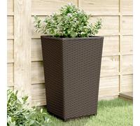 vidaXL Garden Planters 4 pcs Brown 32.5x32.5x57 cm PP