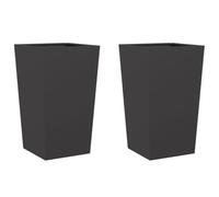 vidaXL Garden Planters Steel 45x45x75 cm – 2 pcs, Black