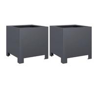 vidaXL Garden Planters/Flower Pots - Anthracite Steel, 2 pcs, 30x30x30 cm - Outdoor Planter Boxes for Gardens, Patios, Balconies - Rust-Resistant, Weed Protection