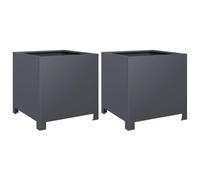 vidaXL - Garden Planters Flower Pot Outdoor Planter Box, Anthracite Steel, 40x40x40 cm, For Plants/Vegetables/Flowers on Patios/Balconies, Set of 2, DIY-Friendly