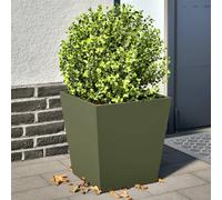vidaXL Garden Planters Outdoor Flower Pots, Olive Green, Steel, 40x40x40 cm, Set of 2 - Sturdy, Versatile & Protective
