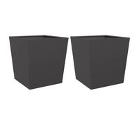 vidaXL Garden Planters Outdoor Flower Pot Patio Planter Box Black, 50x50x50 cm, 2 pcs, Steel, Rust-Resistant, Large Space for Plants, Vegetables, Herbs, and Flowers