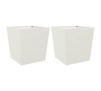 vidaXL Garden Planters Outdoor Flower Pot Patio Planter Box - White Steel - 50x50x50 cm - Set of 2