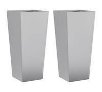 vidaXL Garden Planters 35x35x75 cm 2 pcs Galvanised Steel, Silver