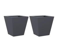 vidaXL Garden Planters Outdoor Flower Pot Planter Box Anthracite 2 pcs Steel - 30x30x30 cm - - and Hard-Wearing - For Gardens, Balconies, Patios
