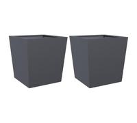 vidaXL Garden Planters Outdoor Flower Pot Planter Box - Anthracite Steel, 50x50x50 cm, Versatile for Gardens, Balconies, Patios