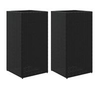 vidaXL Garden Planters Outdoor Flower Pot Planter Pot 2 pcs Black Poly Rattan