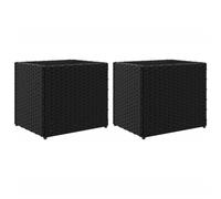 vidaXL Garden Planters Outdoor Flower Pot Planter Pot 2 pcs Black Poly Rattan